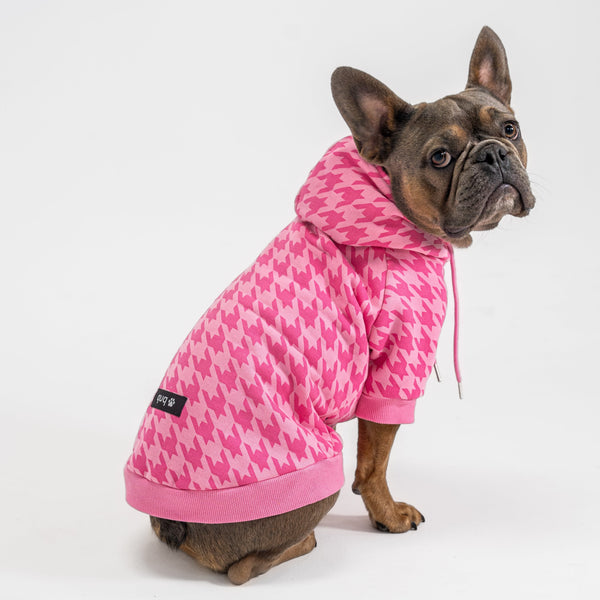 Pink Houndstooth Hoodie