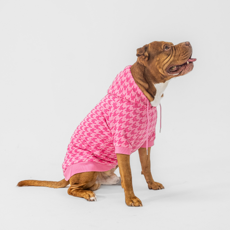 Pink Houndstooth Hoodie