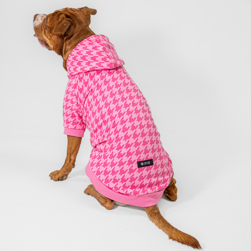Pink Houndstooth Hoodie